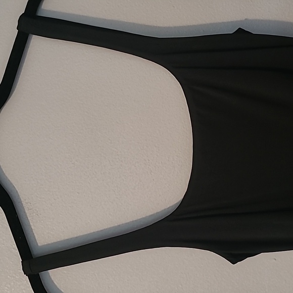 Intimately Free People Black Slinky Stretchy Ruched Side Little Black Dress Sz S - Picture 3 of 12